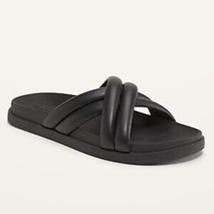 Faux-Leather Puff Cross-Strap Sandals - 8